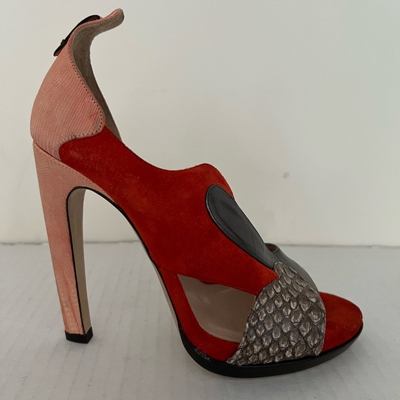 Reed Krakoff Suede and Snakeskin Sandals - Picture 6 of 15
